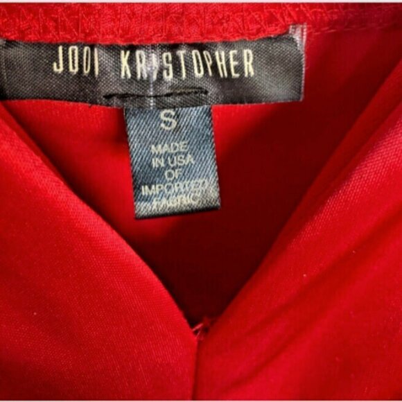 VTG Jodi Kristopher Pleated Cocktail Party Dress Sz S Red & Black 188C - Picture 6 of 7